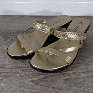 Contesa by Italian Shoemakers Gold Wedges Italy